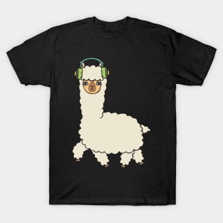 Alpaca with headphones. T-Shirt